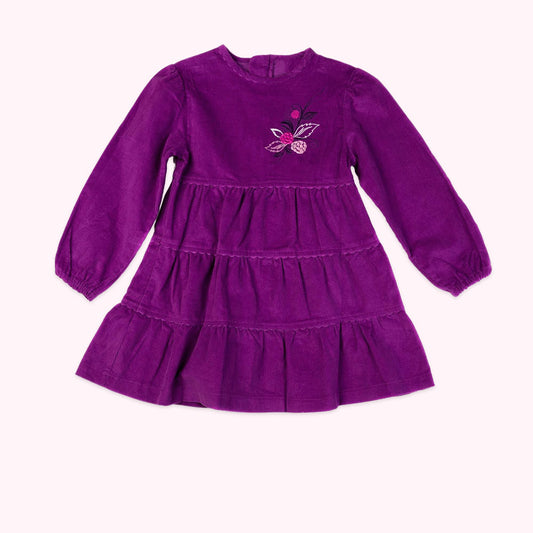 Purple Velvet Tiered Dress